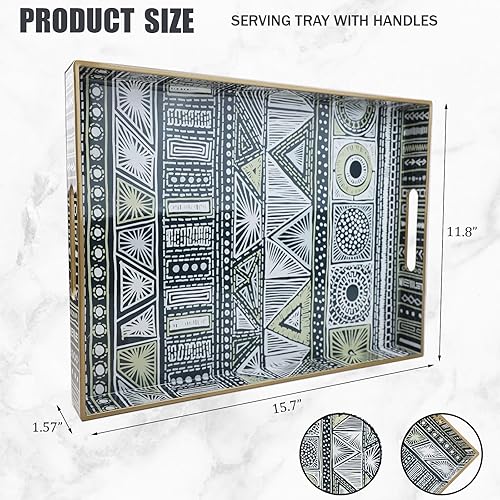 Miniatura 3 de Bandeja decorativa rústica floral, bandeja de servicio de granja con asas para sala de estar, mesa auxiliar, 11.8 x 15.7 x 1.6 pulgadas, MargaretF