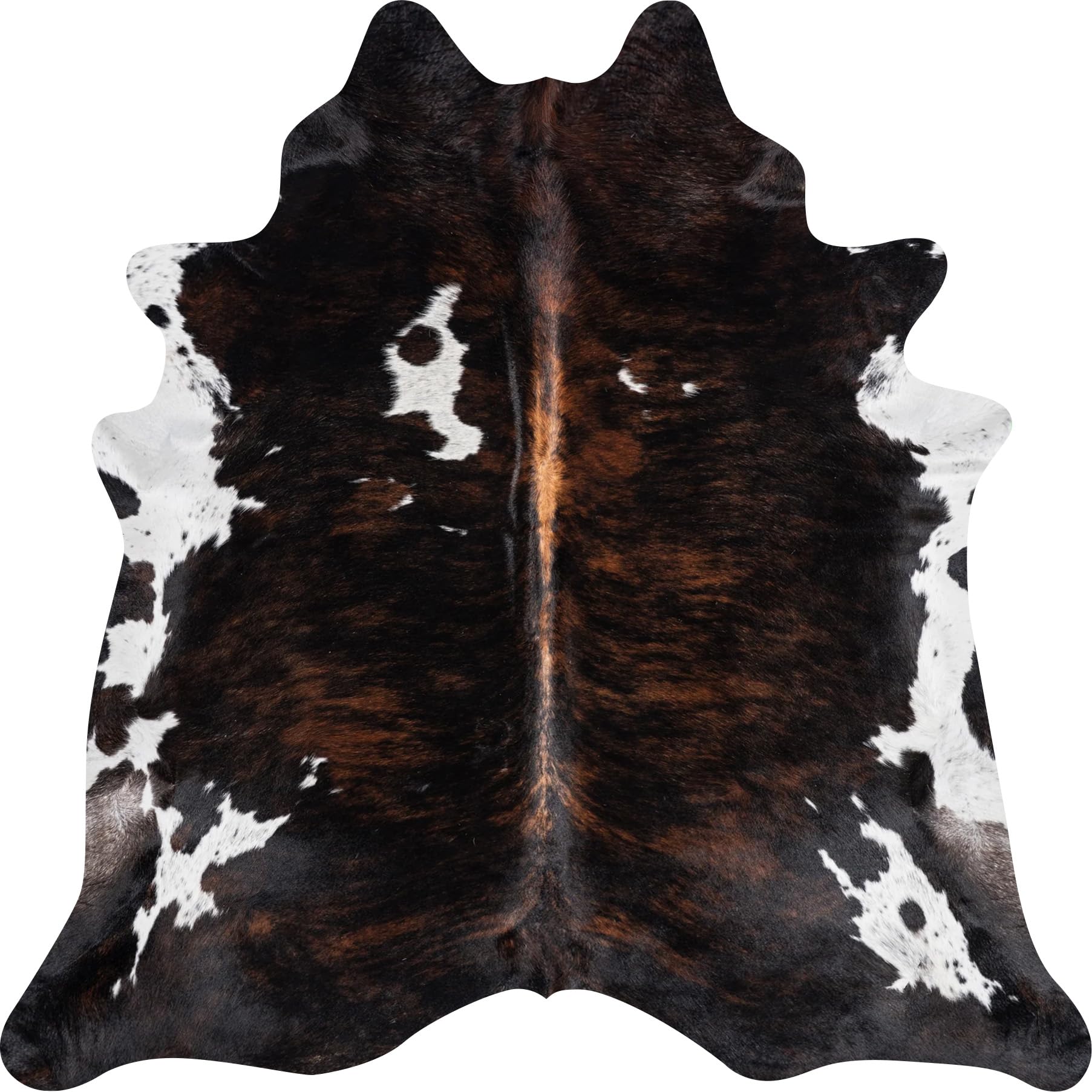 ecowhides 100% Genuine Brazilian Cowhide Rug - Brindle White Belly - Luxury Cowskin Cow Hide Leather Area Rug Home Decor (Large) 6 x 6 ft