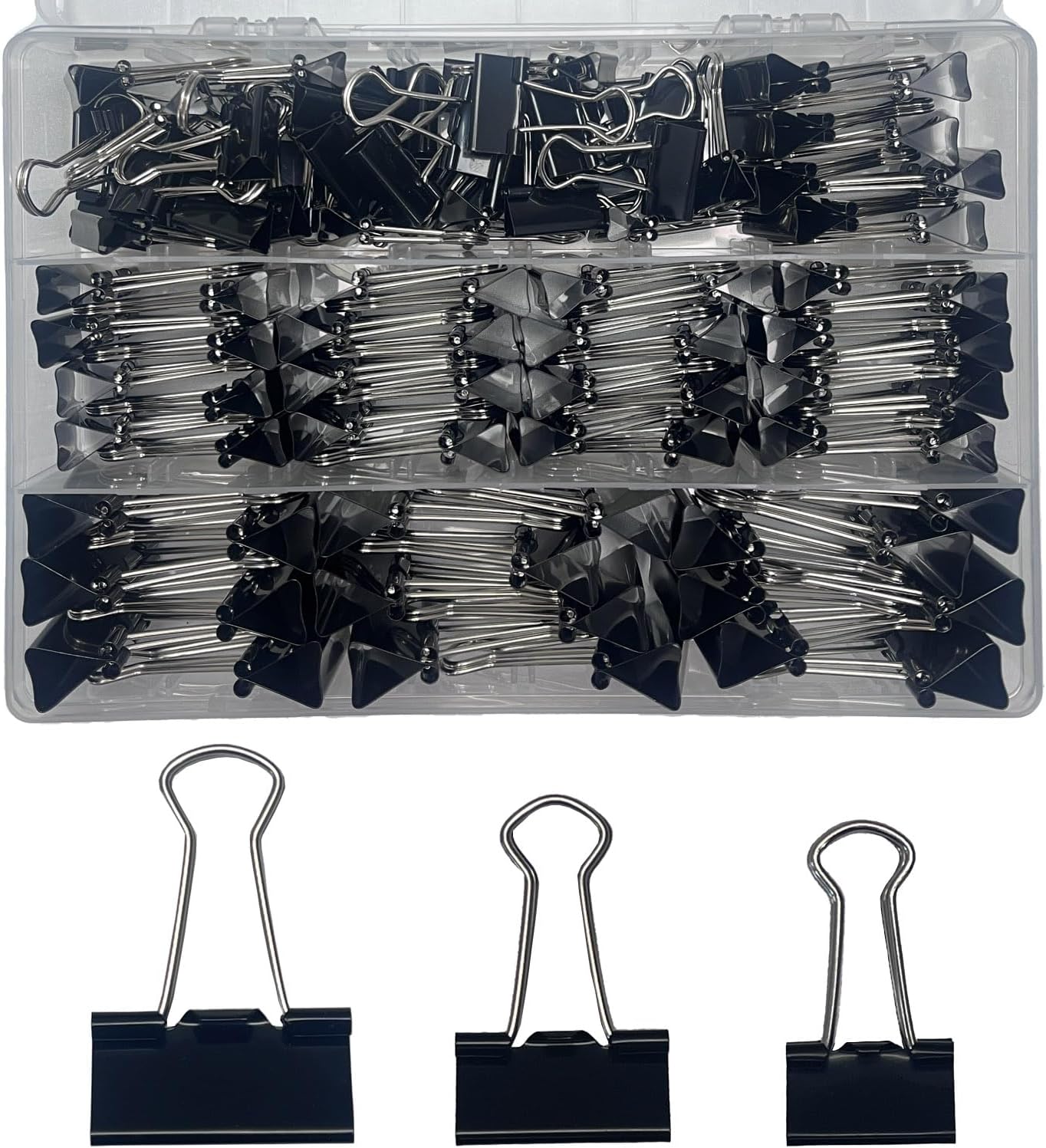 Binder Clips Clamps Assorted Sizes, Large, Medium, Small, for Office Supplies, School Supplies, Home Essentials