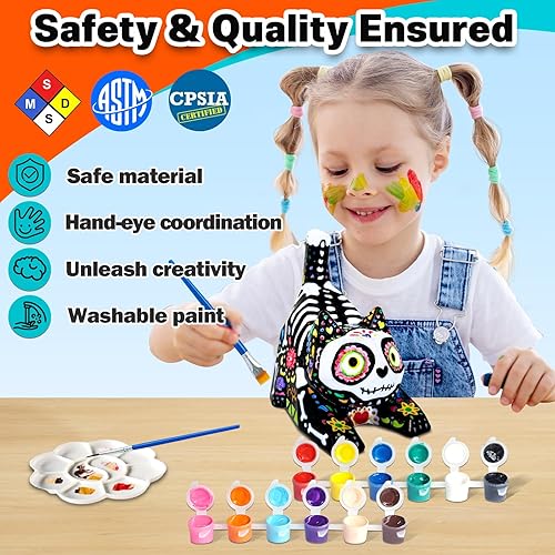 Miniatura 6 de FUNZBO Kit de lámpara para pintar tu propio gato de 4.3 pulgadas, artes y manualidades para adolescentes, kit de pintura para niños, juguetes de luz