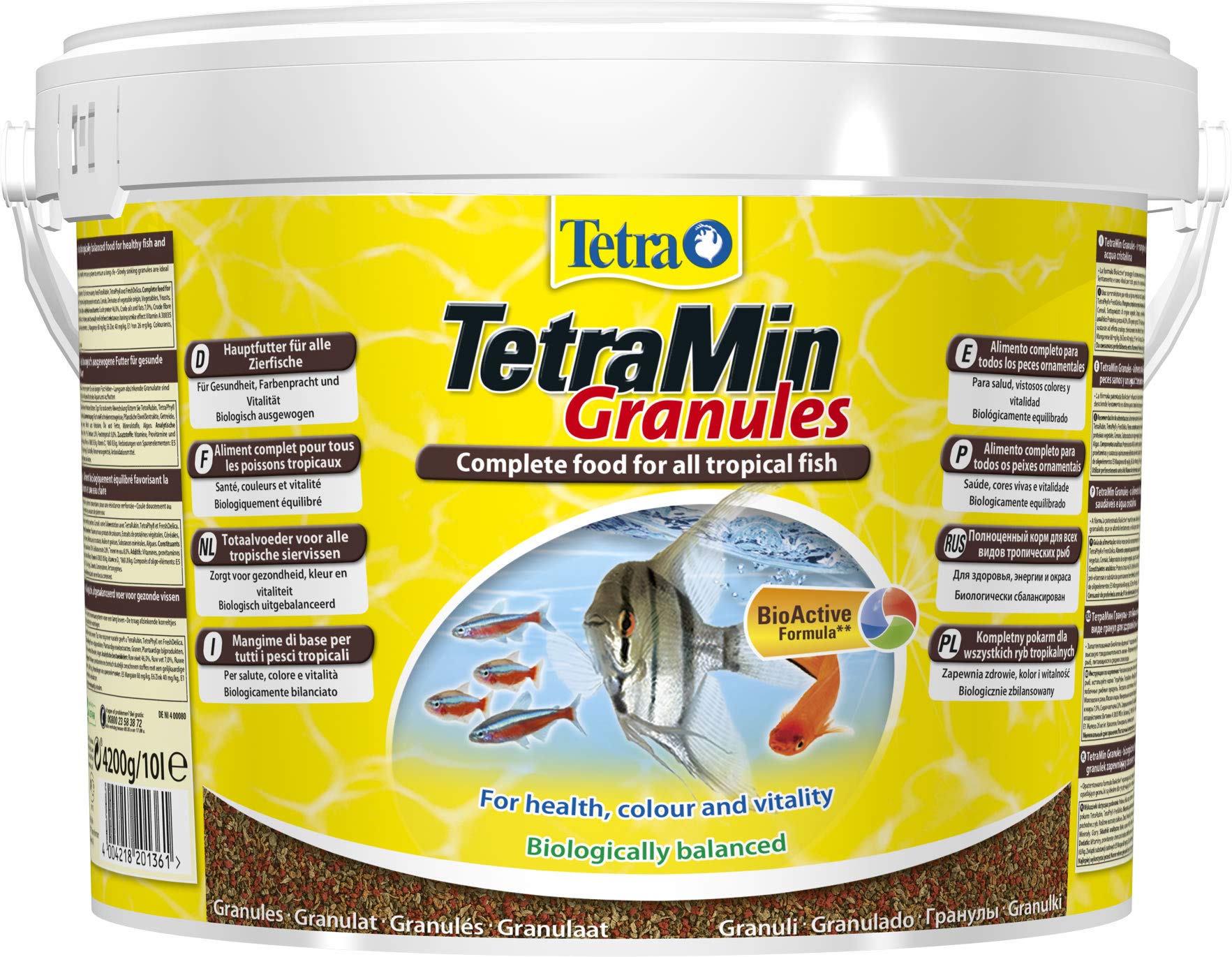 Tetra Min Granules – wolno opadająca karma dla ryb, idealna dla ryb w środkowej warstwie wodnej akwarium, wiadro 10 l