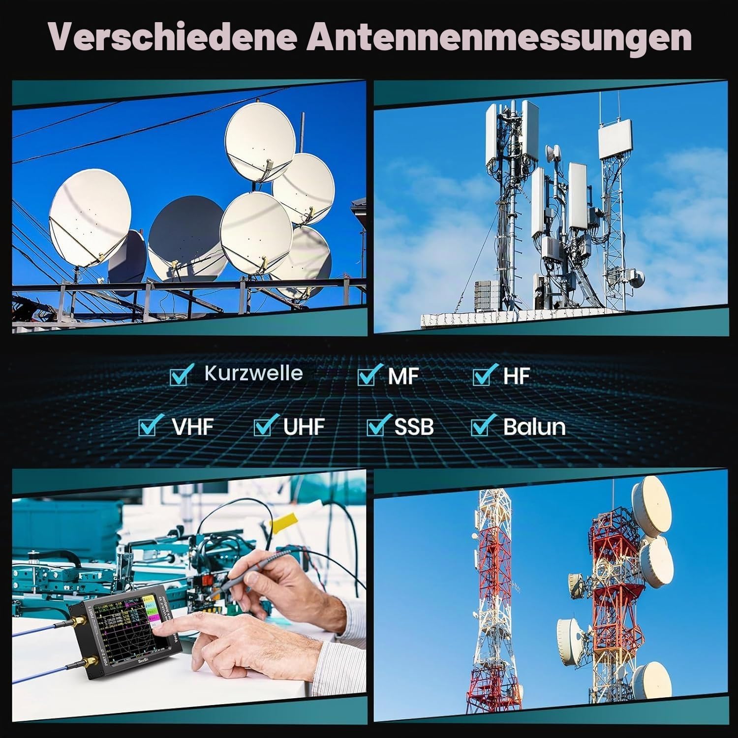 Seesii NanoVNA-F V2 Vektor Netzwerk Analysator, Antennenanalysator 50kHz-3000MHz HF/VHF/UHF/VNA mit 4,3 Zoll Display für, S-Parameter Messung, SWR-Spannung, Phase, Verzögerung, Smith Chart