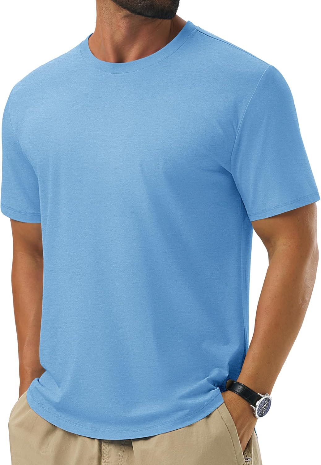 Cotrasen Mens T-Shirts Short Sleeve Curved Hem Lightweight Moisture Wicking Cooling Cotton Blend Casual Crewneck Tee Shirts