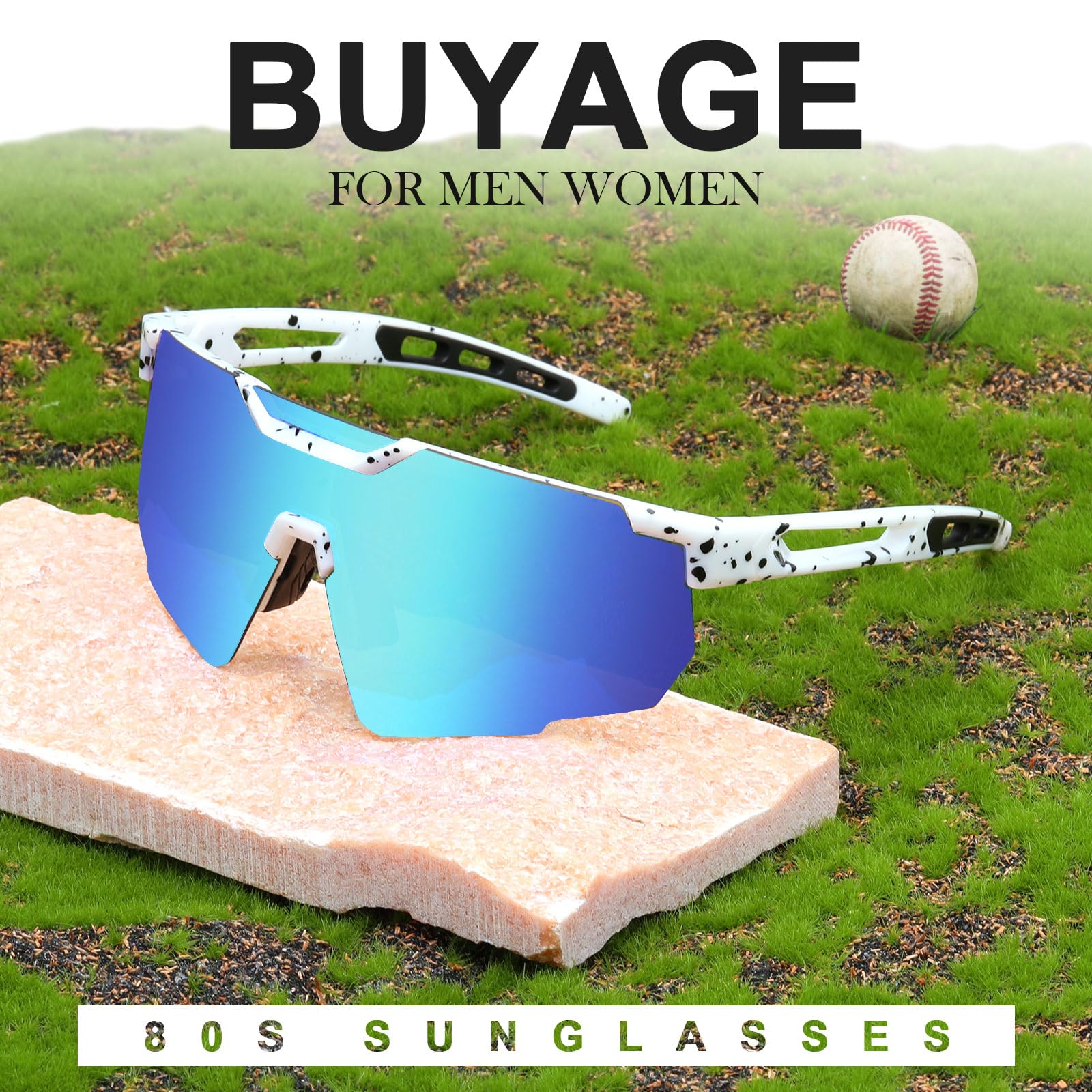 Occhiali da sole sportivi per uomini e donne, giovani anni '80, occhiali da sole per ciclismo, visiera per attività all'aperto, baseball, unisex, per adulti e ragazzi 8-16