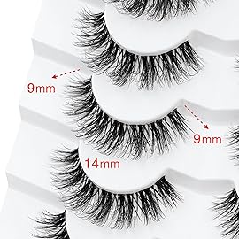 3D Clear Band False EyeLashes Natural Look Cat Eye Wispy Fake lashes Short Supernatural Cross Soft Reusable Lashes 7 Pairs-Happy Heartbeat(No.202)