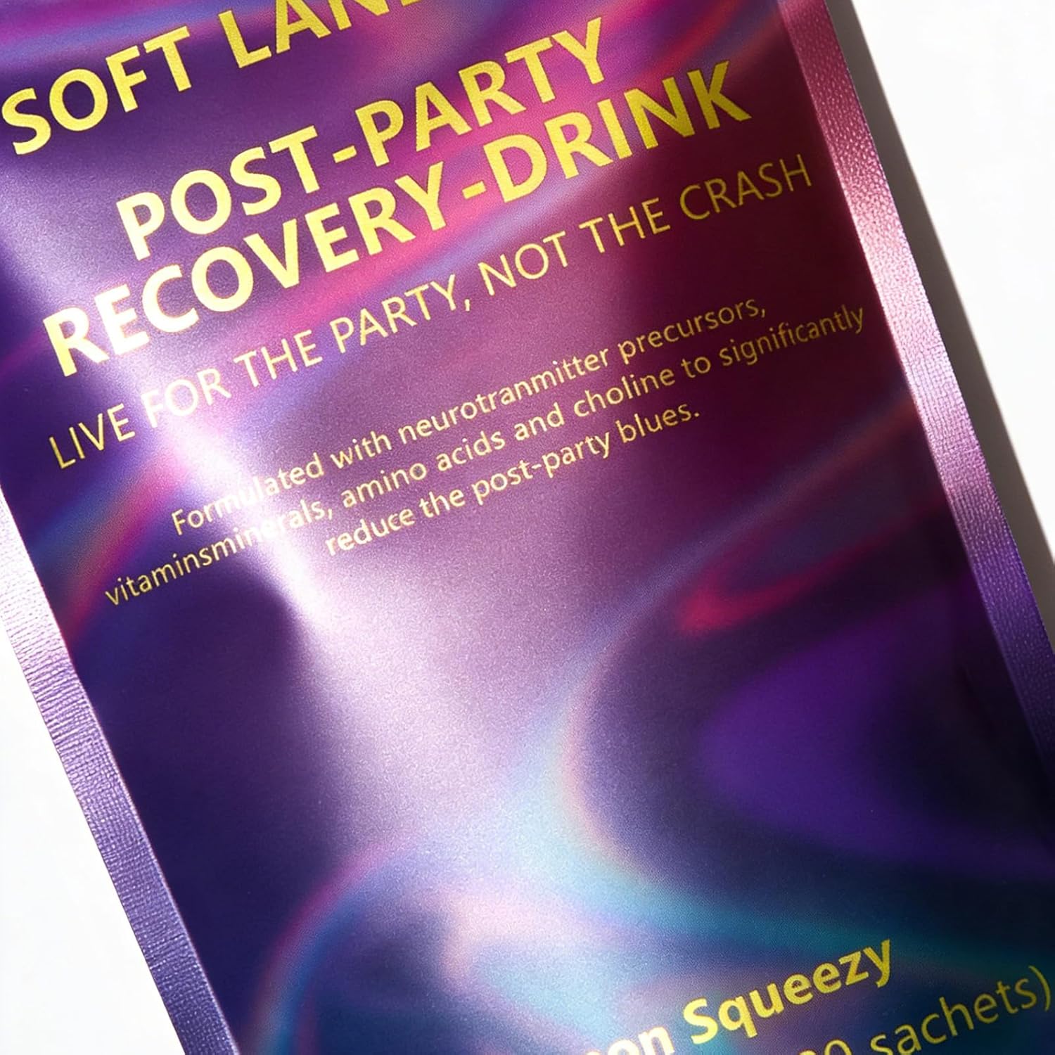 Soft Landings Post Party Recovery Drink Powder - Lemon Squeezy Flavor, Vitamin & Mineral Supplement for Boost Energy - 80g (1pc)