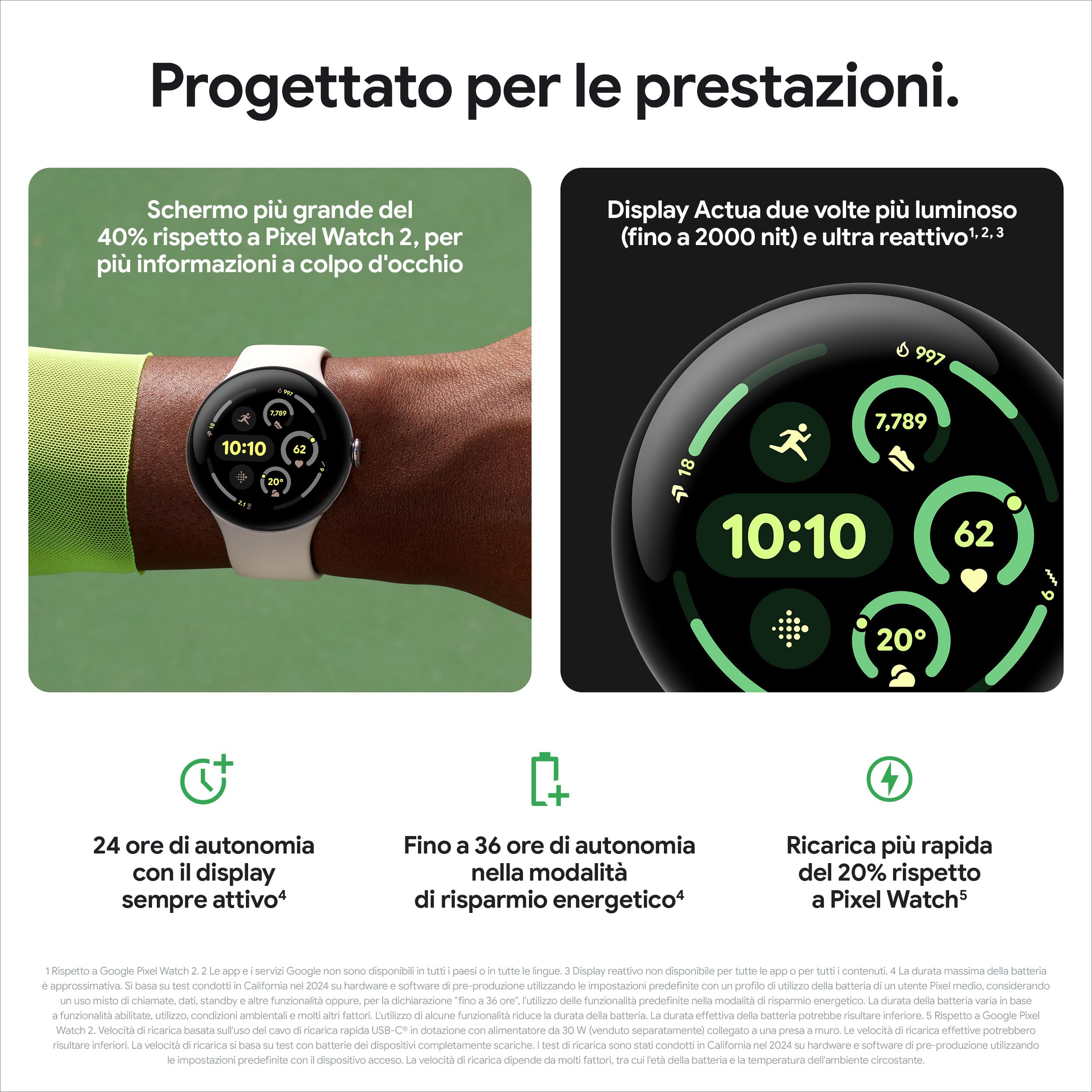 Google Pixel Watch 3 (45 mm) - Cassa nero opaco - Cinturino nero ossidiana - Wi-Fi