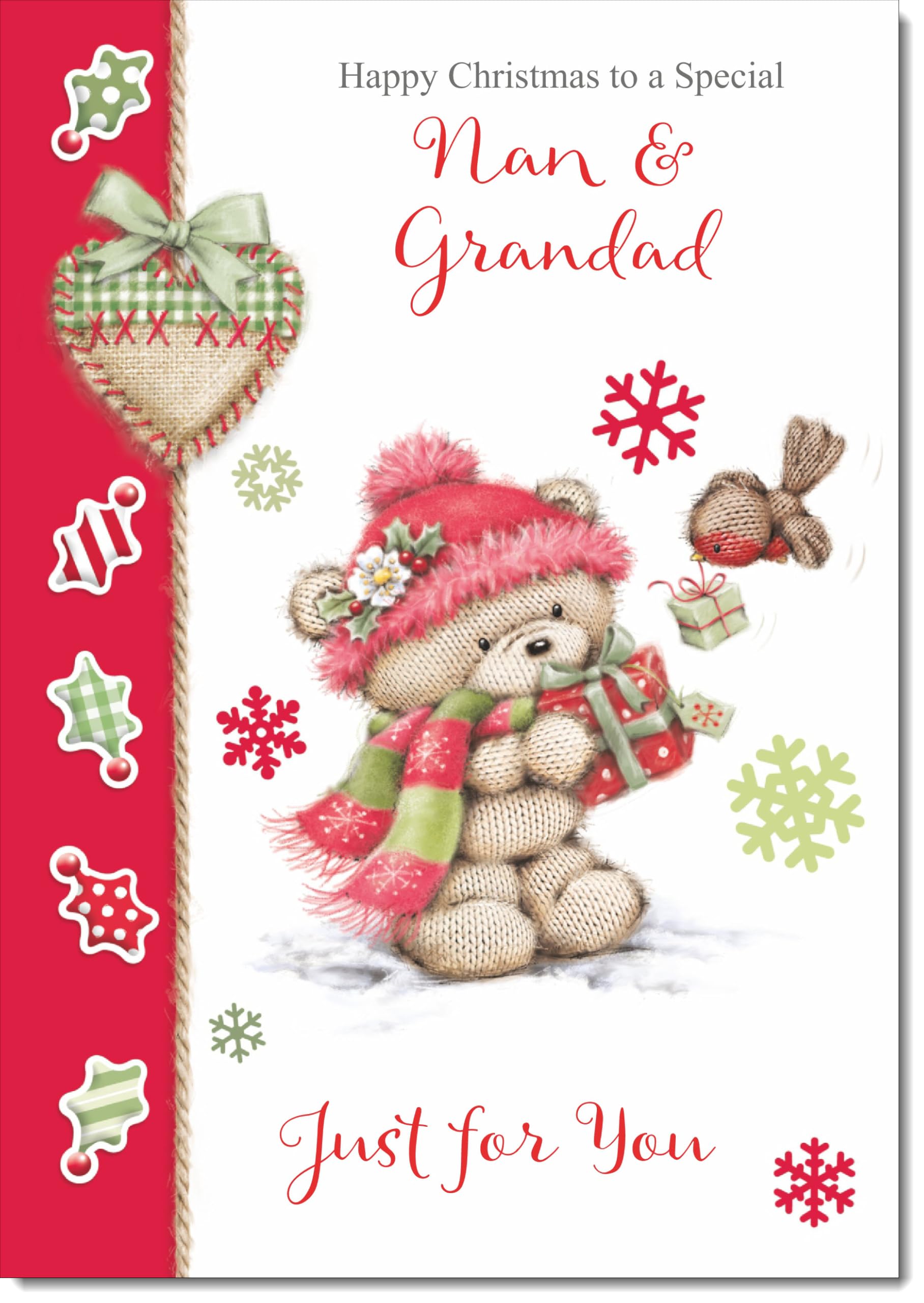 doodlecards Nan and Grandad Christmas Card Cute Bear with Red Hat Large A4 Size Christmas Card for Nan & Grandad with Plain Envelope — image 1