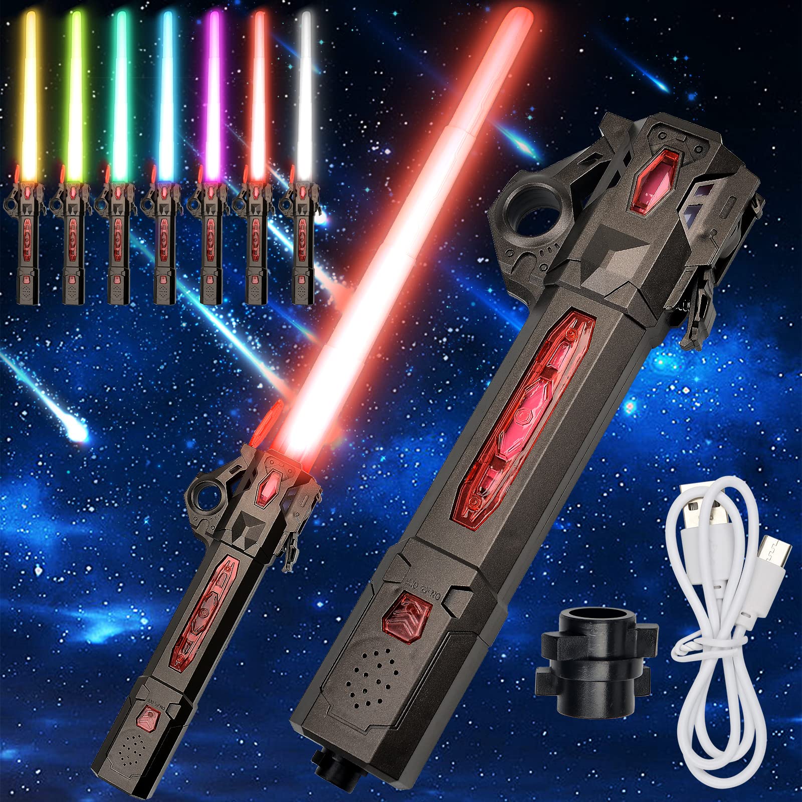 Lightsaber for Kids - LED Color Changing Star Wars Lightsabers Toys(7 Color with FX Sound (Motion Sensitive),Expandable Light Swords for Halloween Dress Up Parties, Xmas Present, Galaxy War Fighters