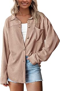 PRETTYGARDEN Women's Textured Oversized Button Down Shirts | Fall Long Sleeve Turn Down Collar Shacket Jacket,Spring Lightweight Knit Tops,Winter Boyfriend Style Cardigan,Casual Blouse