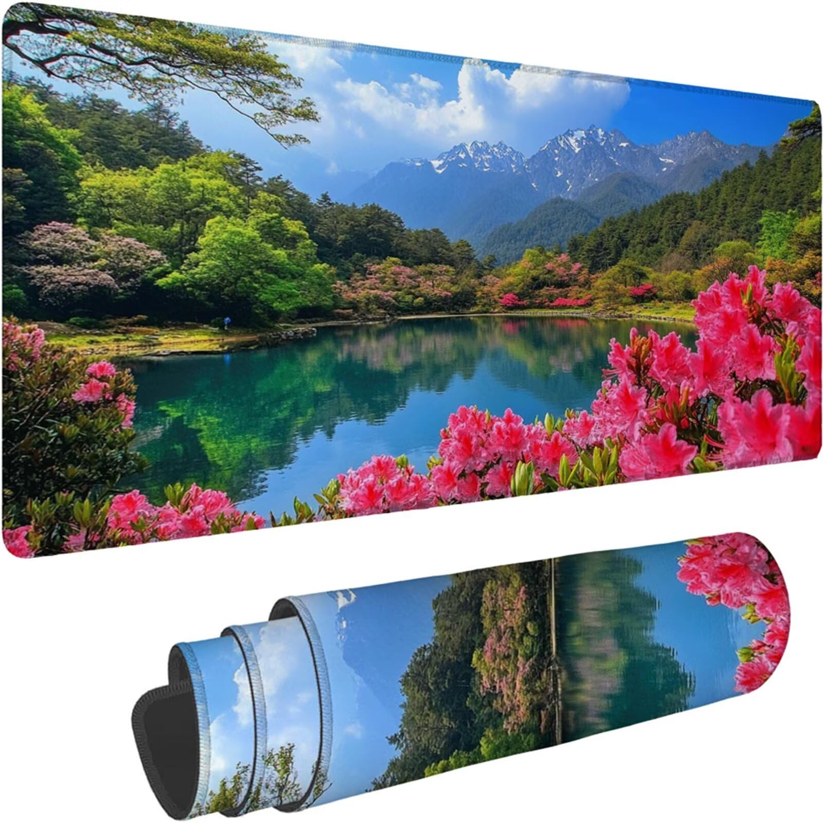 Gamingowa podkładka pod mysz 1200 x 600 x 3 mm, XXL, wodoszczelna, odporna na ścieranie, z przyszytymi krawędziami, niebieska, podkładka na biurko, poprawia prędkość i precyzję, do komputera, laptopa