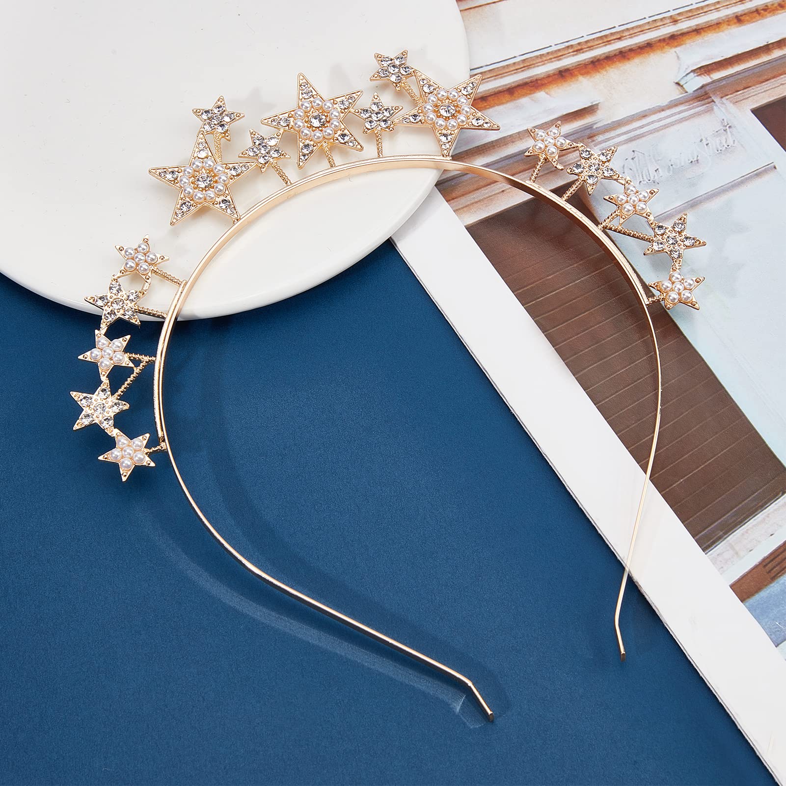 Zoestar Diadema De Estrellas Con Halo Dorado, Diadema Con Corona