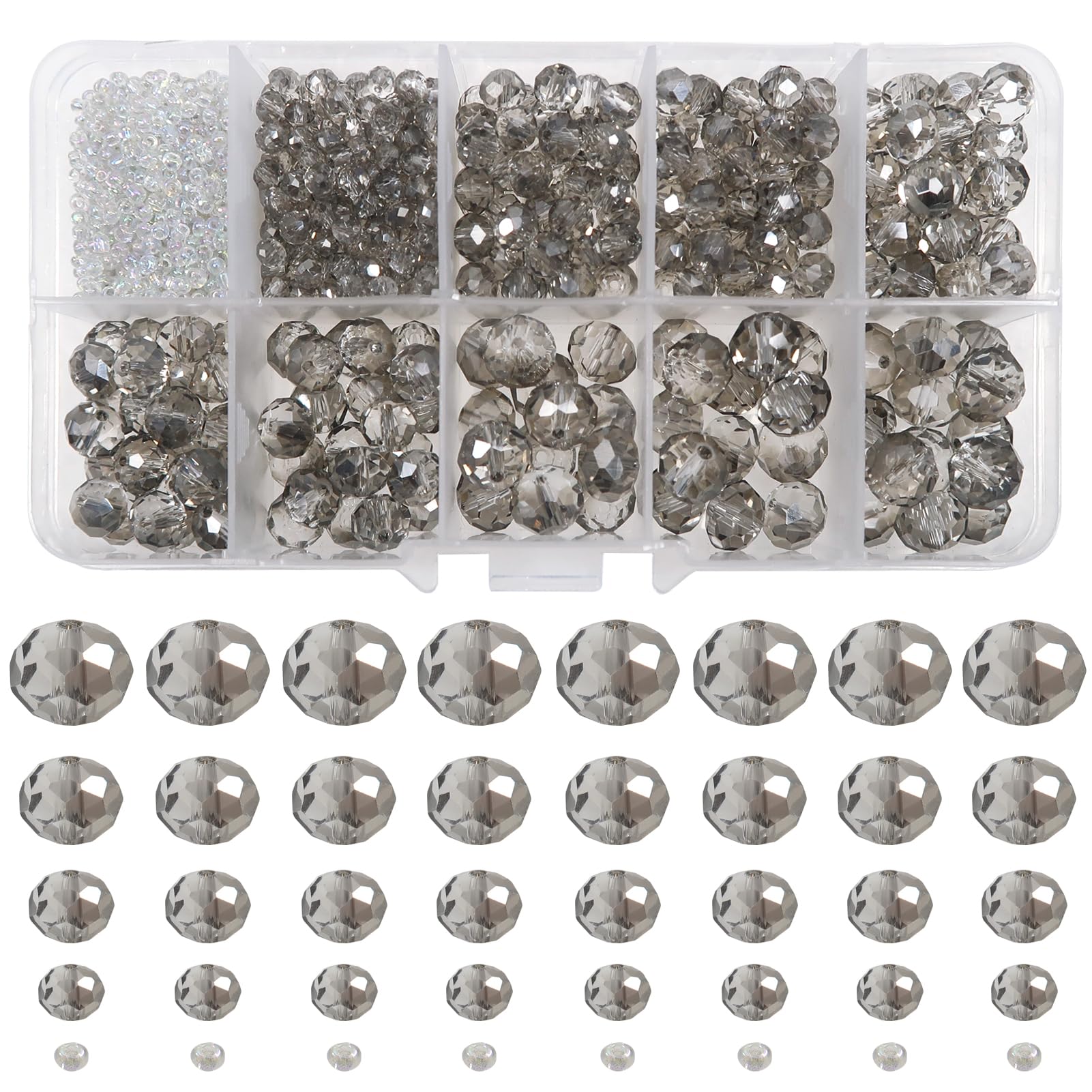 Zocipro Kit De 1 000 Perles En Verre De Cristal, Perles Rondes à
