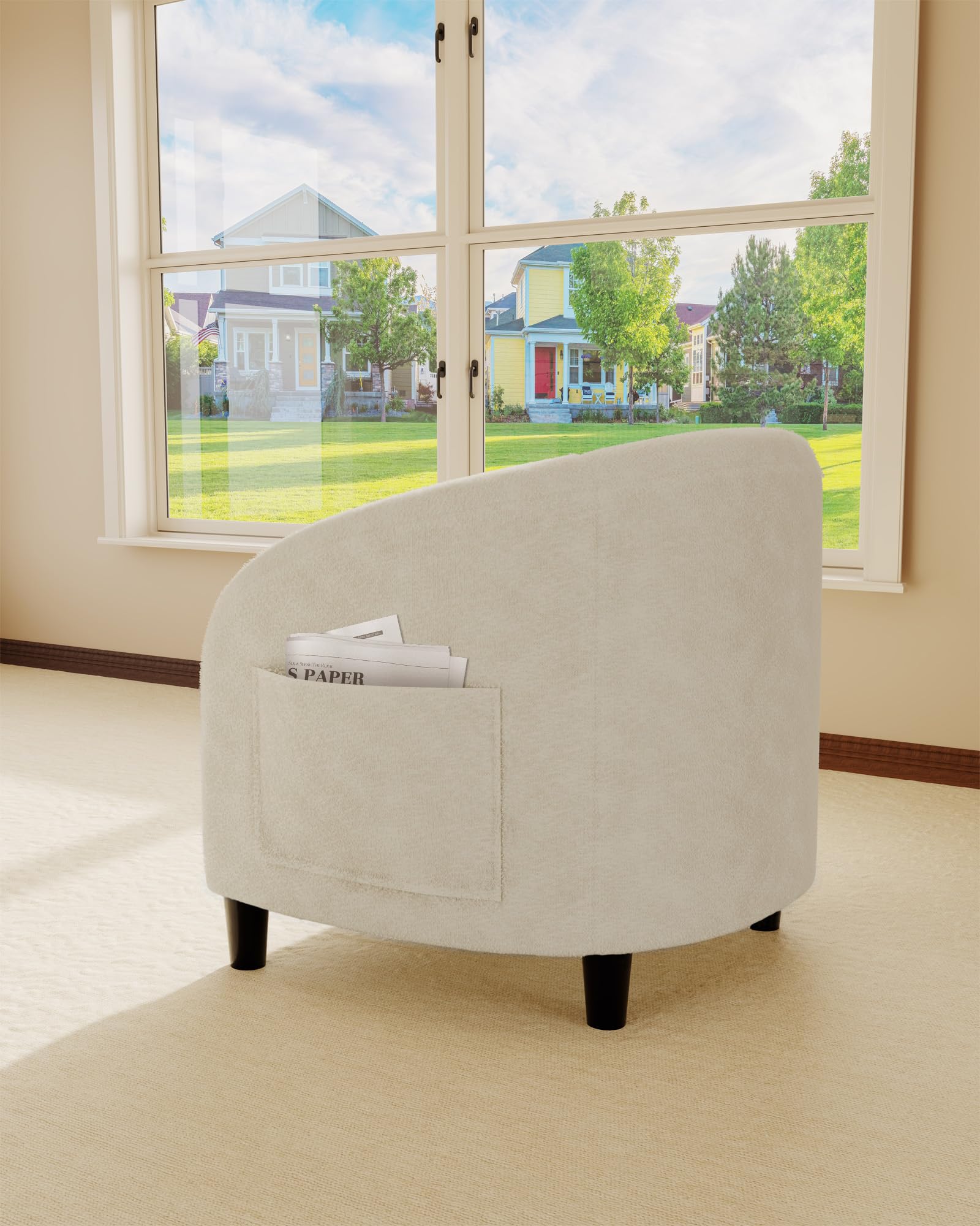 GarveeHome Loungesessel mit Leinenoptik, Relaxsessel für Wohnzimmer | Samtstoff, Gepolstert, Wohnzimmer, Schlafzimmer, Leseecke