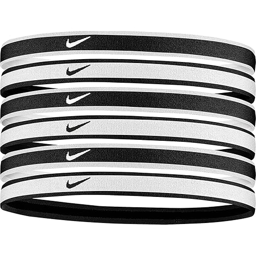 Nike Swoosh Sport Headbands 6pk (One Size Fits Most, Black/White)