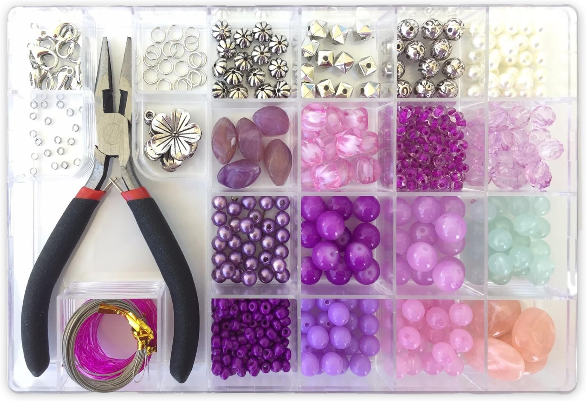 Jewelry Making Kit- Everything Included in This Beginners Jewelry kit. Girls and Teens Will Love Exploring Their Creativity. Directions and Sample Ideas Included with This Lavender Bead kit.