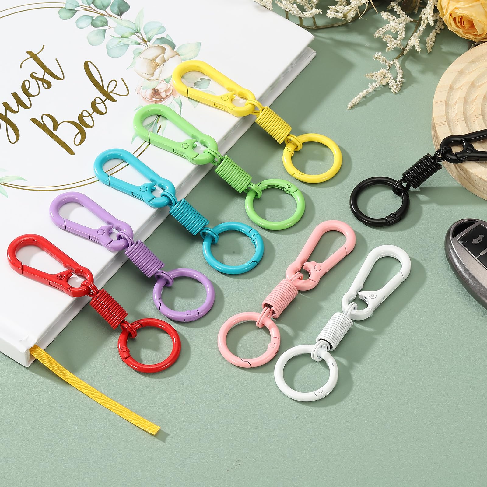 Spring Key Ring Buckle Key Organizer PATIKIL 60mm OD Spring O Rings, 4 Pack Metal Round Clasp ...
