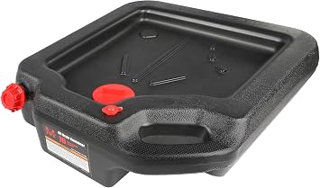 MaxWorks 51165 16-Quart Oil Drain Container, Black Deep Drain Well, Ergonomic Handles, Spill-Resistant Design, Upright or Flat Storage Ideal for Trucks, SUVs, and Farm Equipment