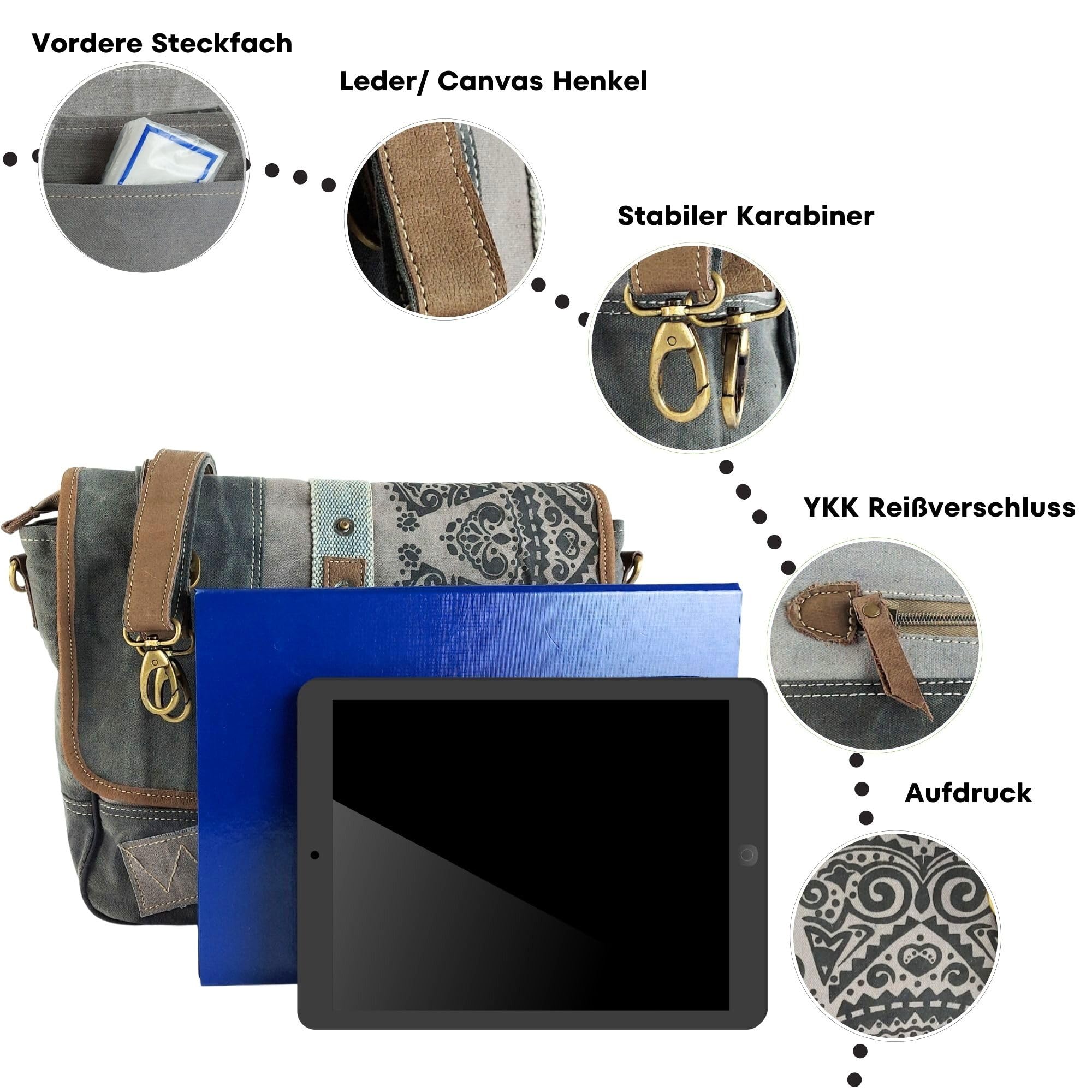 Sunsa Damen Umhängetasche. Canvas Messenger Tasche. Große Vintage Crossbody bag. Schultertasche und Handtaschen Geschenkideen für Frauen