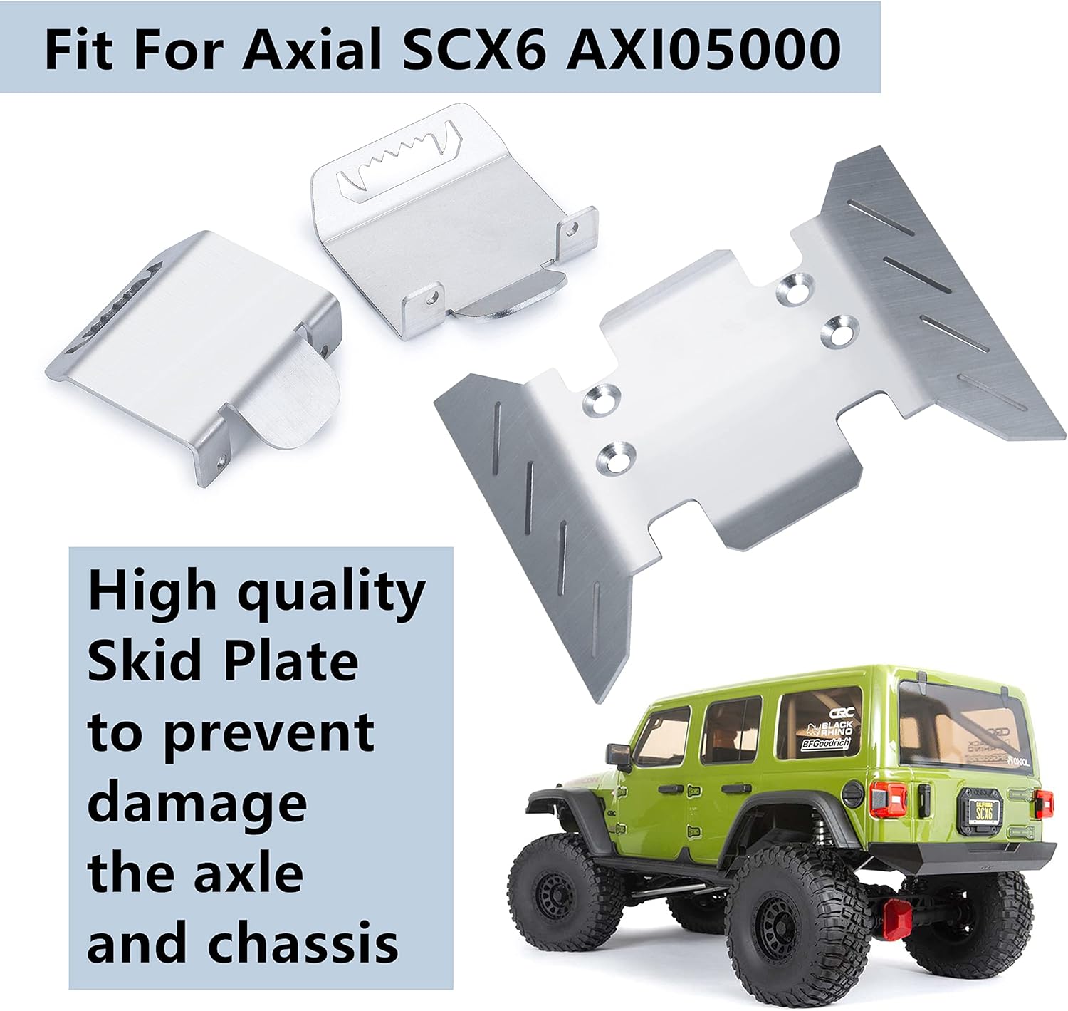 Maleonn RC Center Skid Plate Axle Chassis Armor Protector Set for 1/6 Scale RC Crawler Car Axial SCX6 Upgrades AXI05000 Accessories
