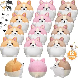 12 Pieces Small Stuffed Toys 5 Inch Cute Small Stuffed Keychain Set, 3 Colors Goodie Bag Fillers, Carnival Prizes, Valentine' Day, Easter Egg Filler Party Favors (Cute Style)