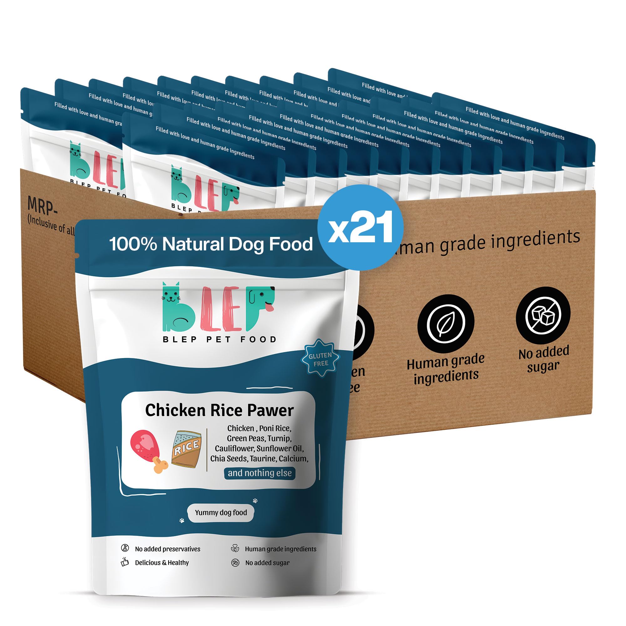 - BLEP Healthy Dog Food for Adult & Puppies | Chicken Rice | Zero Preservatives | Wet Dog Food | Complete Meal & Balanced | 4.2 kg | 21 Packs of 200g-image-47