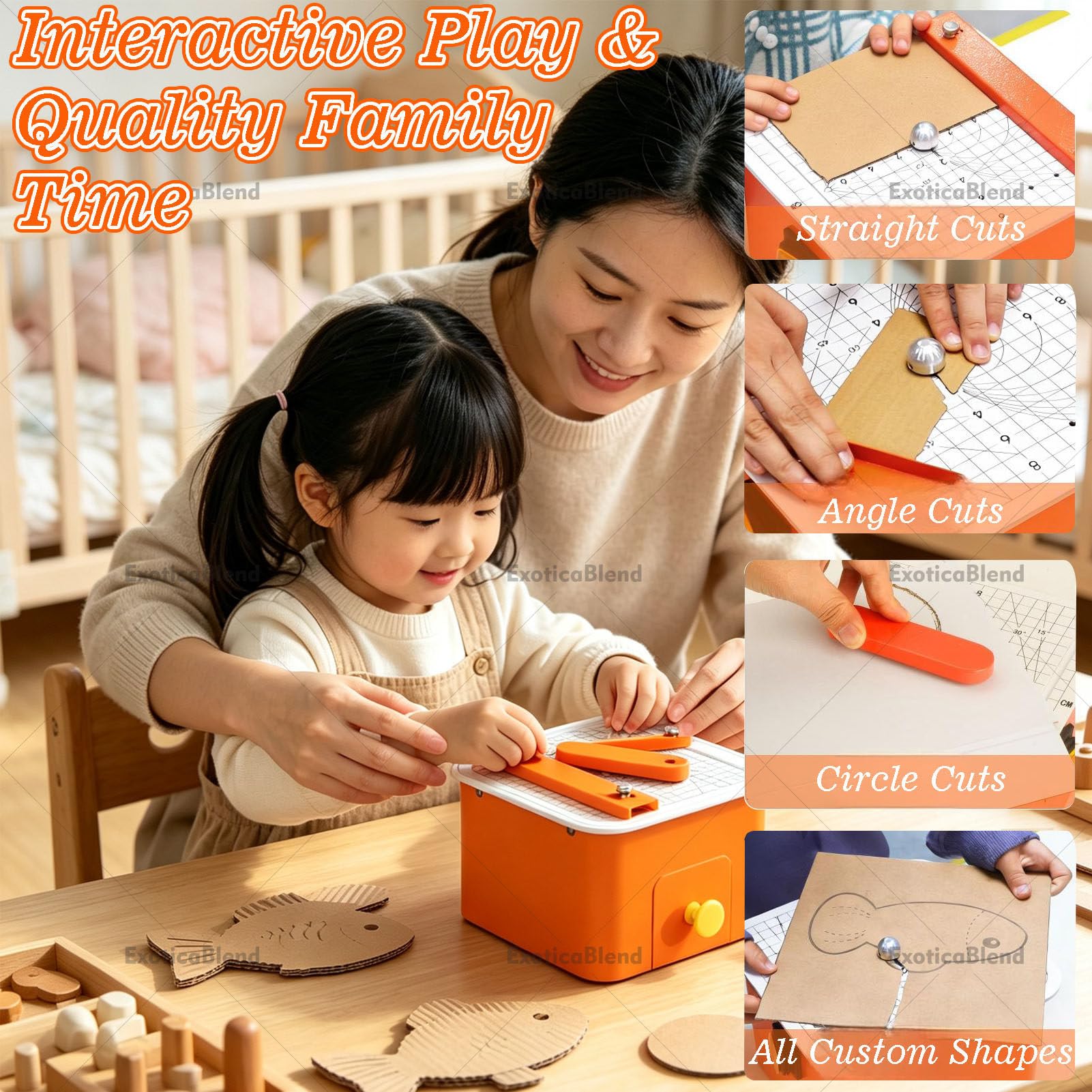 Cortador de Cartón Eléctrico para Niños, Herramienta de Corte de Papel Segura con Ranura para Desechos, para Manualidades y Cajas de