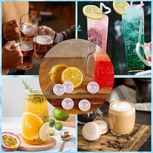 Miniatura 6 de Paquete de 100 cubitos de hielo reutilizables para bebidas, cubos de hielo de plástico transparente de forma redonda sin diluir sin BPA, cubos de