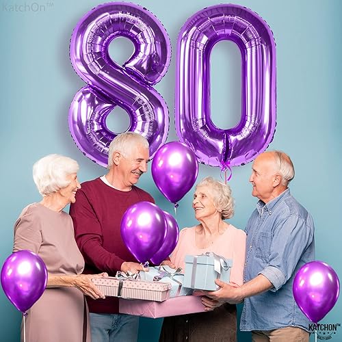 Miniatura 8 de KatchOn, Globos gigantes morados del número 80  40 pulgadas  Decoraciones de cumpleaños 80 para mujer  Globo de cumpleaños 80 morado  Globos lavanda