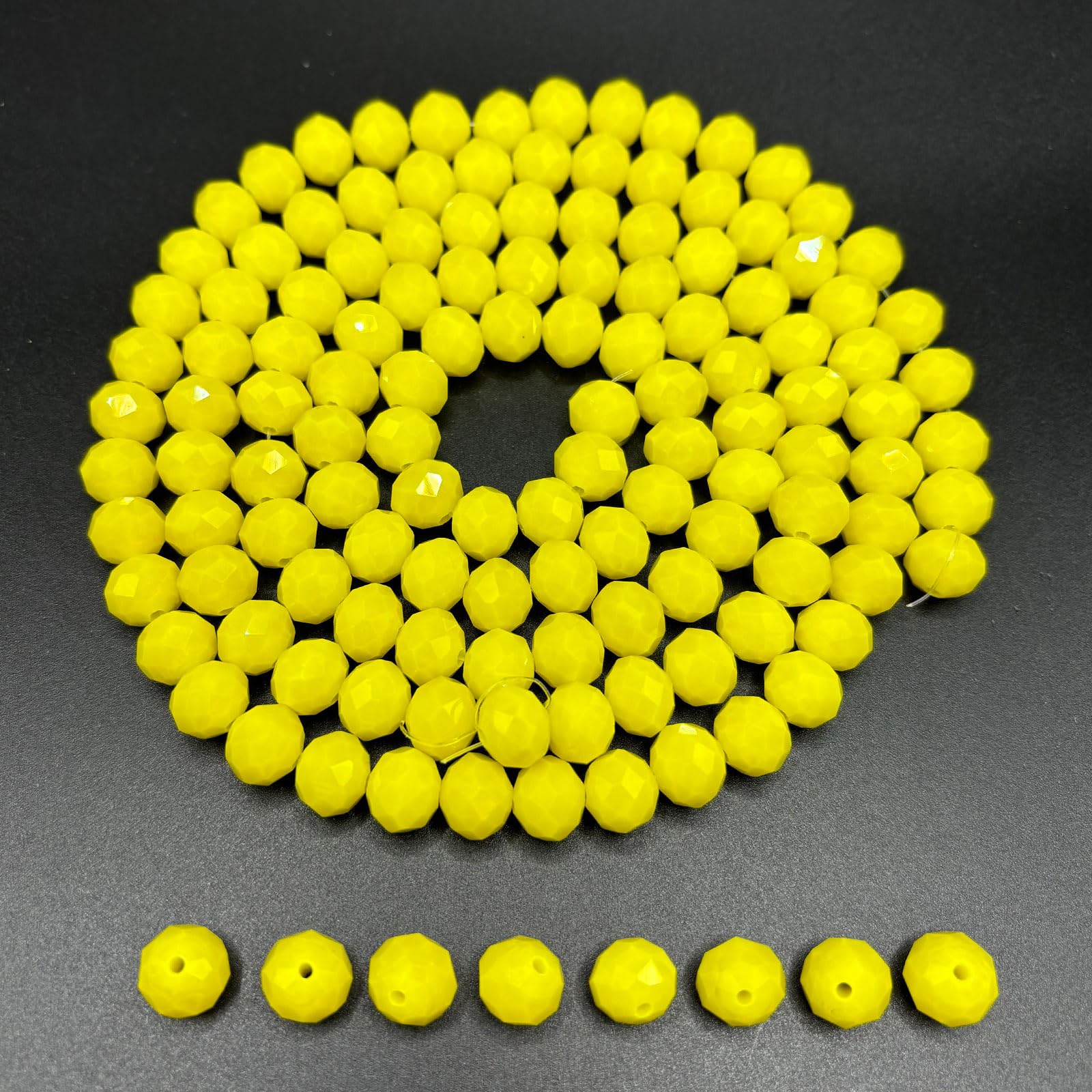 265 perline di vetro per la creazione di gioielli, perline briolette in vetro briolette da 10 mm, per la realizzazione di bracciali, perline di vetro giallo sfaccettate sfuse per artigianato
