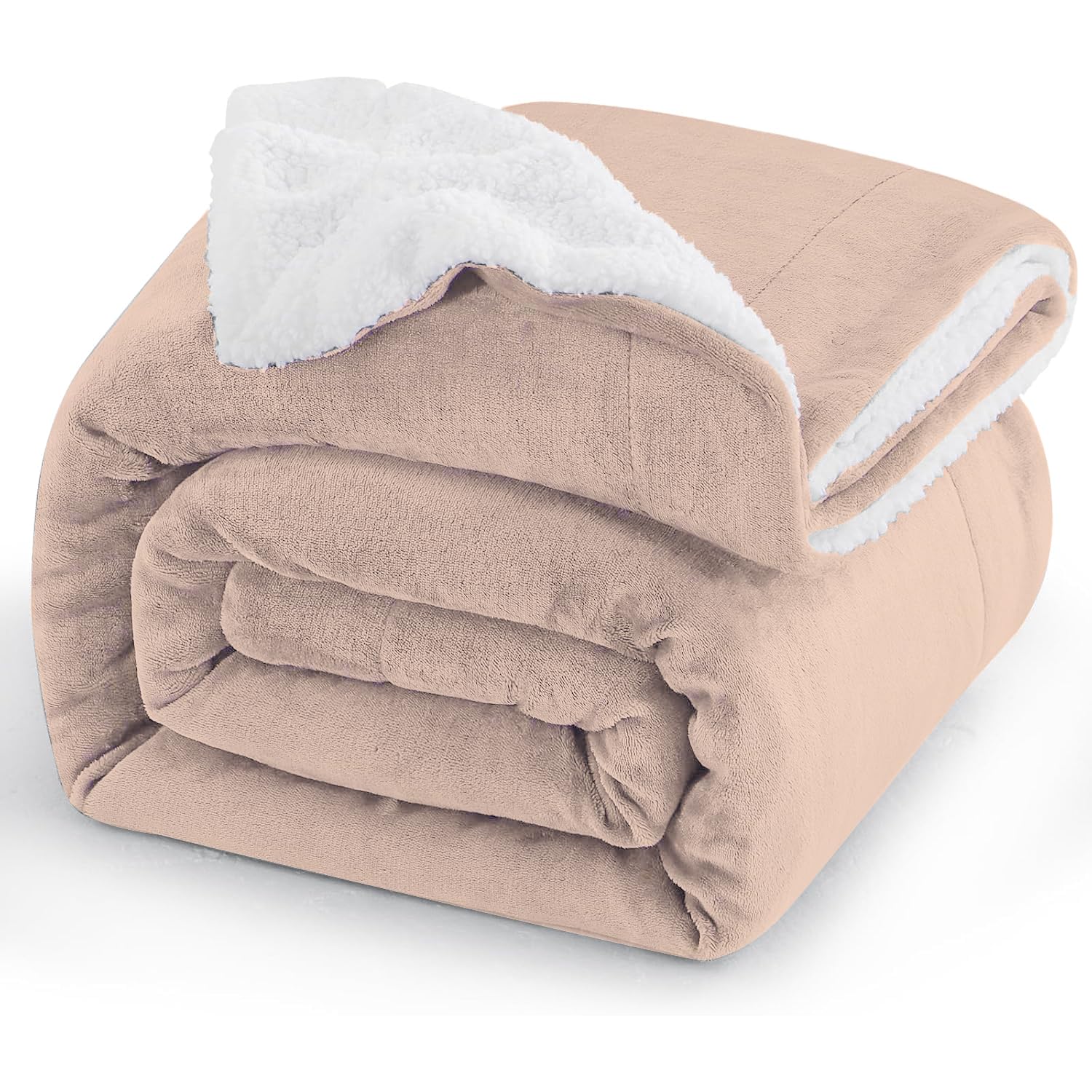 DECODEKO Manta Sofa Invierno Polar - Mantas para Cama 135 150 Gruesa Calentita Manta de Sofá Suave y Caliente con Borreguito, Reversible de Franela y Borrego (BEIG,Sólido,210X240CM)