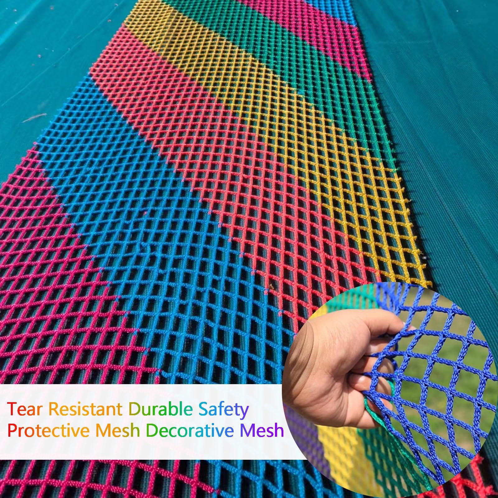 Regenbogen-Kletternetz, 6 mm, Seilnetz für Kinder, 0,8 x 1 m, Dachboden-Trennwand, Schutzschienennetz, langlebiges Spielplatz-Sicherheitsnetz für Kindergarten und Außenbereich