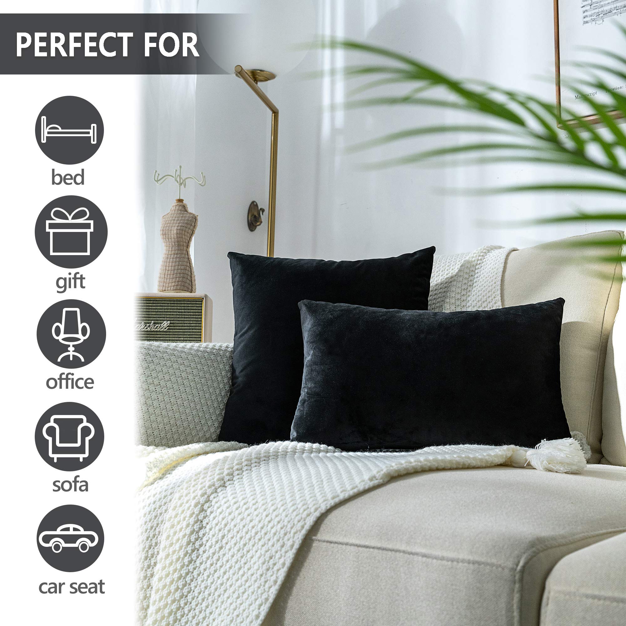 Rossella Samt Kissenbezug Mit Rippenmuster – Weich & Dekorativ Für Sofa, Bett & Mehr (30,5 X 50,8 Cm)