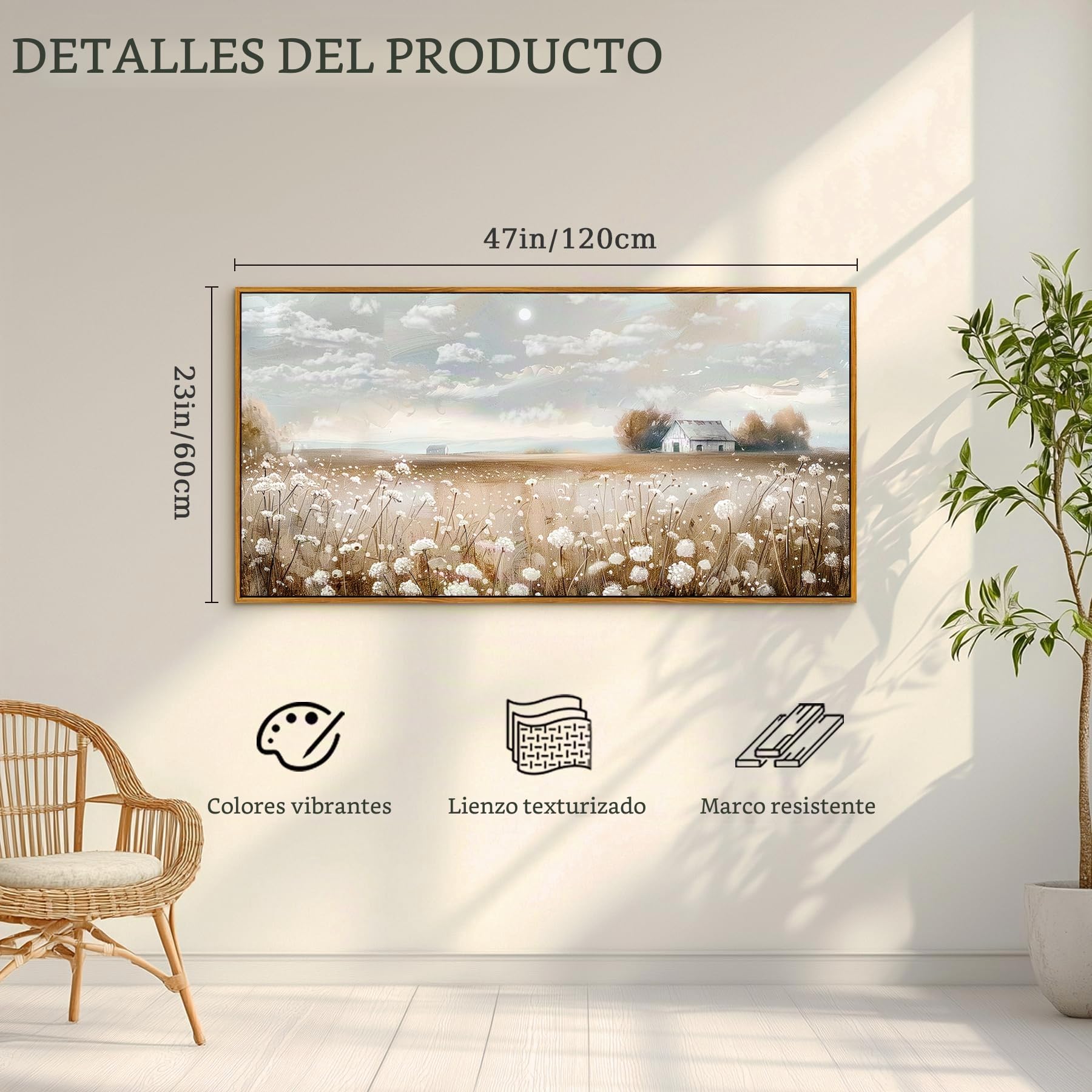 hyidecorart Flores Marcos Cuadros Decoracion Salon Moderno 60x120 cm | Temas Naturales, Impresión HD, Fácil de Colgar, Grandes Formatos, Lienzo, Decoración Mural Hermoso, Regalo, Instalación Fácil