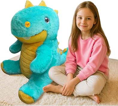 Dinosaur Large Stuffed Animals, 23" Cozy Soft Hug Doll, 3.7lbs Weighted Stuffed Animals, Giant Plush Toy, Soft Kawaii Plushie Gifts for Adults, Kids Boy/Girl Birthday, Christmas & HolidaysBlue
