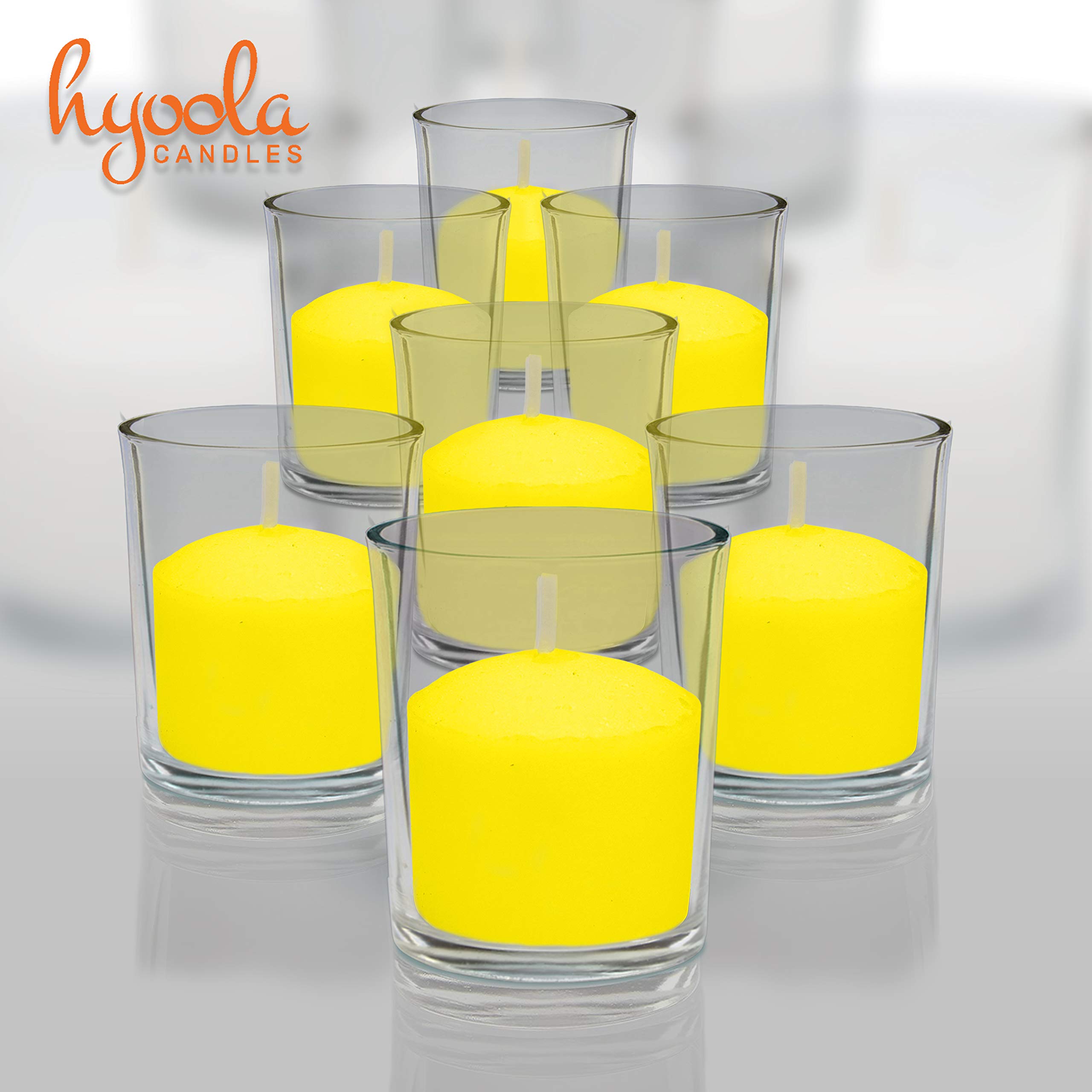 HYOOLA Lot de 50 bougies votives à la citronnelle – Durée de combustion de 10 heures – Idéal pour les insectes, fabriquées en Europe
