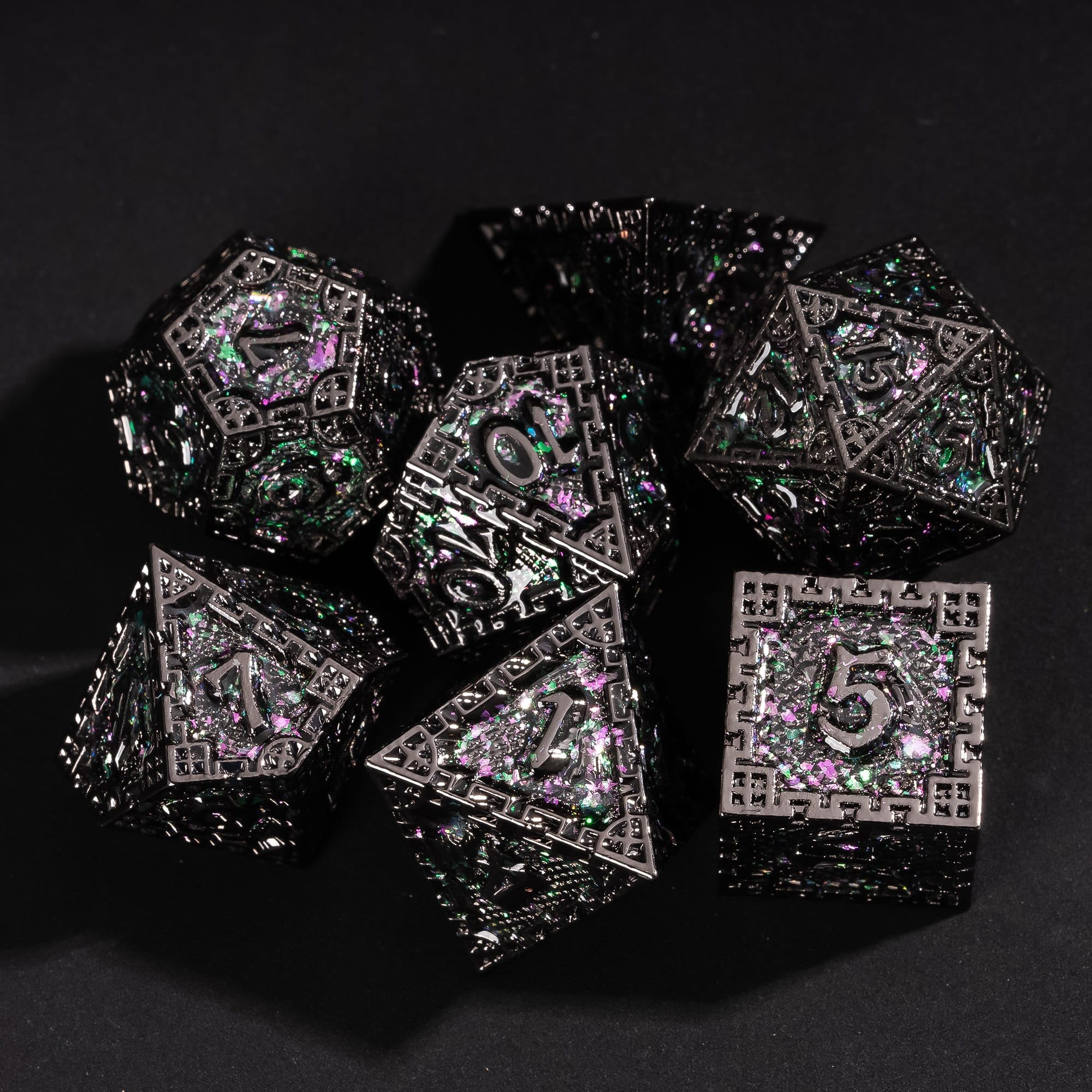 Cusdie Metal DND Dice Set, 7 Pcs Metal Dice, Dragon Scale Polyhedral D&D Dice Set, for Dungeons and Dragons Role Playing Game - Image 2