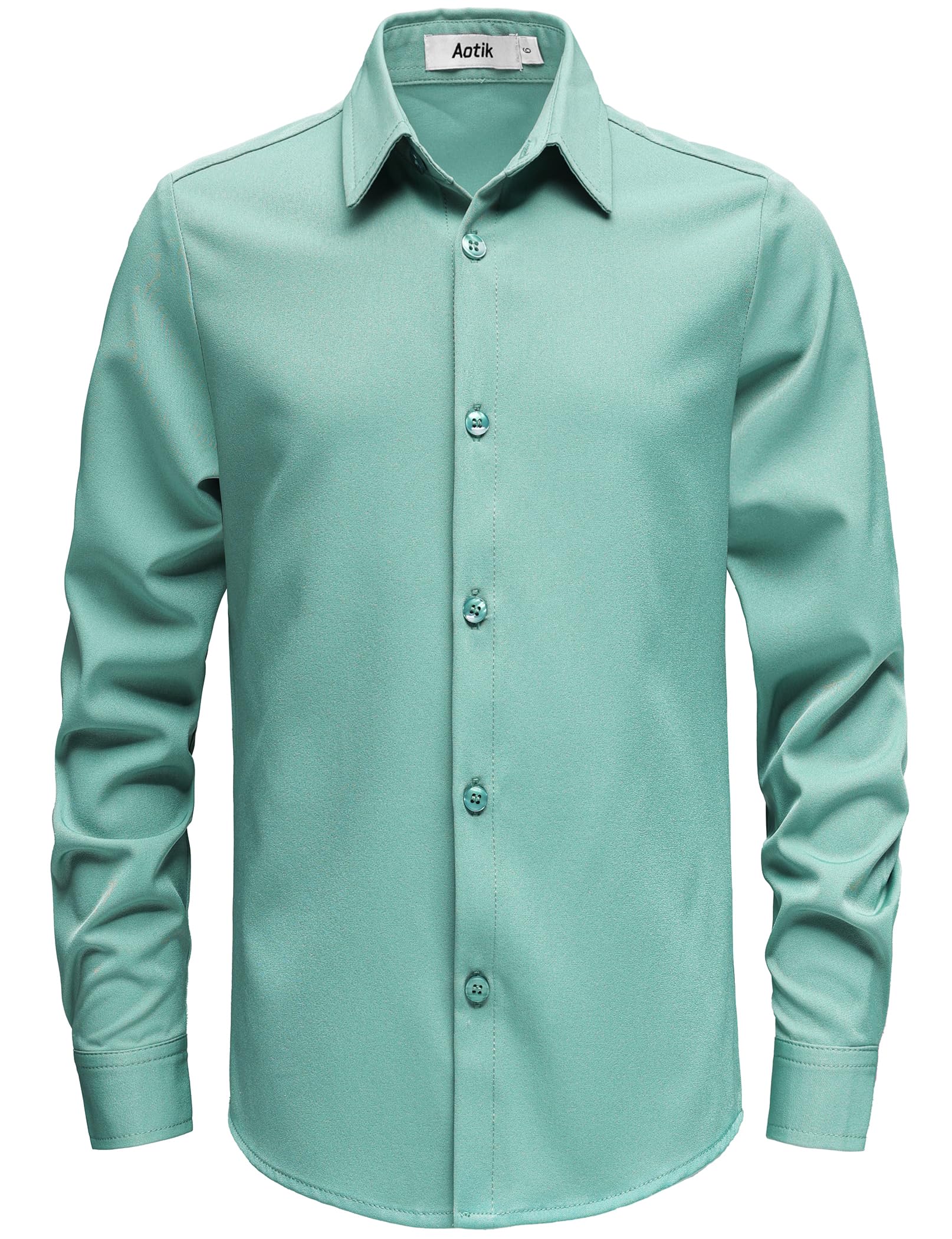 AOTIK Boys Stretch Wrinkle Free Dress Shirts Button Down Shirt Long Sleeve Formal School Uniform Shirts