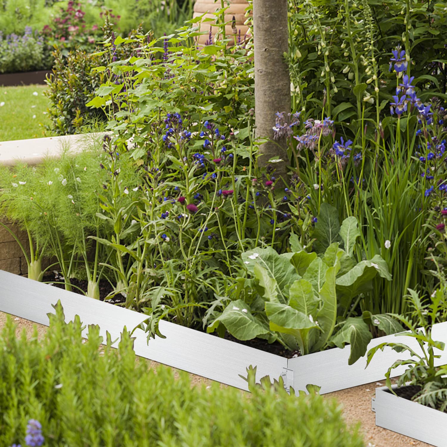 Bordure De Jardin En Métal Galvanisé Vigevee - 5m à 50m (Hauteur 15/18cm) - Flexible, Antirouille, Système Clic