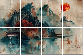 FurnoFlexArt Acoustic Panels Tiles Decorative Room Sound Proof Foam Absorbing Panels Noise Dampening Canceling Reducing Blocker for Walls (Moonlit Pavilion)