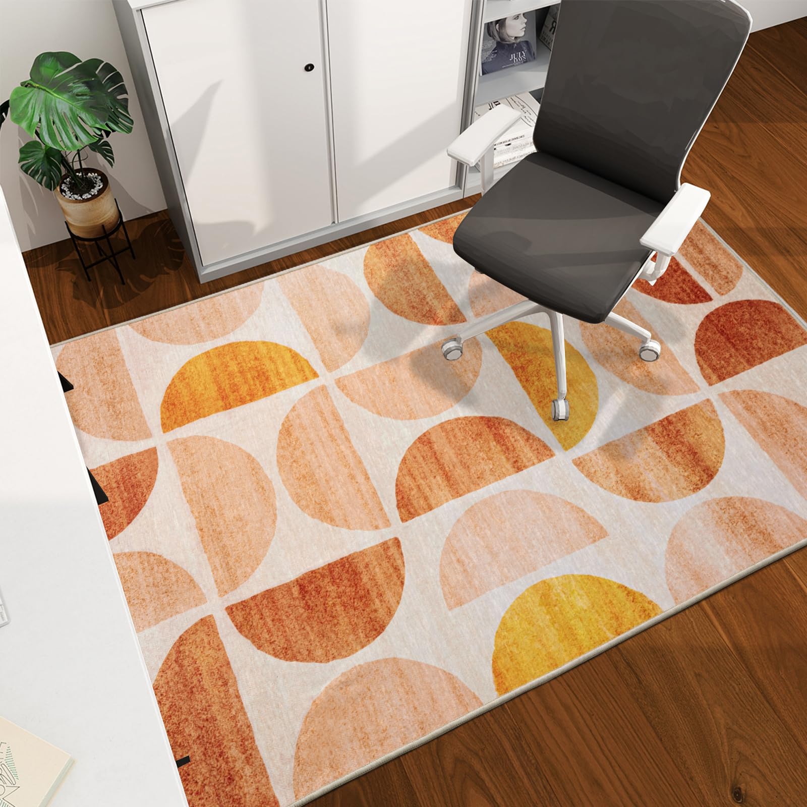Office Chair Mat for Hardwood Floor, 60"x45" Easy Glide Computer Desk Mat Protector for Rolling Chair Under Desk Rug Nonslip Backing, Machine Wash, (Modern)