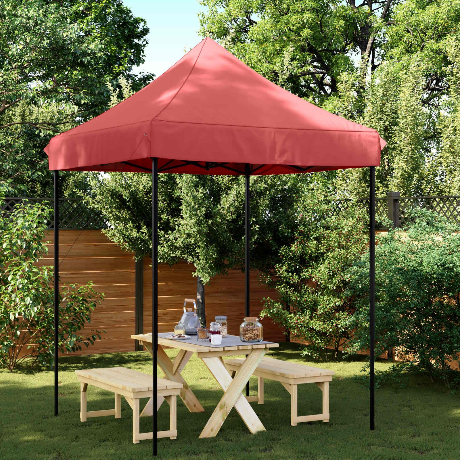 Tente de fête 200 x 200 x 315 cm Rouge bordeaux Oxford 600D avec barres en
