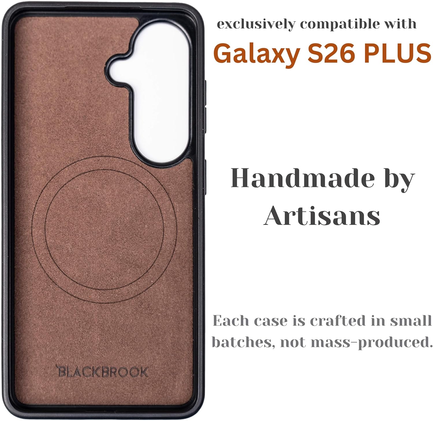 BLACKBROOK Leather Case for Samsung S26 Plus – York Slim Protective Cover – Ready for MagSafe and Wireless Charging, Full‑Grain Leather, Soft Suede Interior