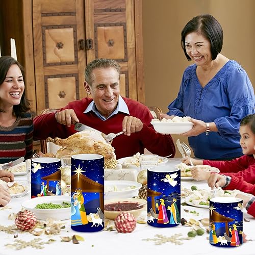 Miniatura 4 de Tiamon Velas LED sin llama, funciona con pilas, luz cálida parpadeante, juego de velas de pilar de Navidad para decoración de mesa navideña