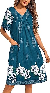 Womens House Dress Floral Print Moo Moos Nightgowns Moomoo Dresses Mumus with Pockets - Buy now