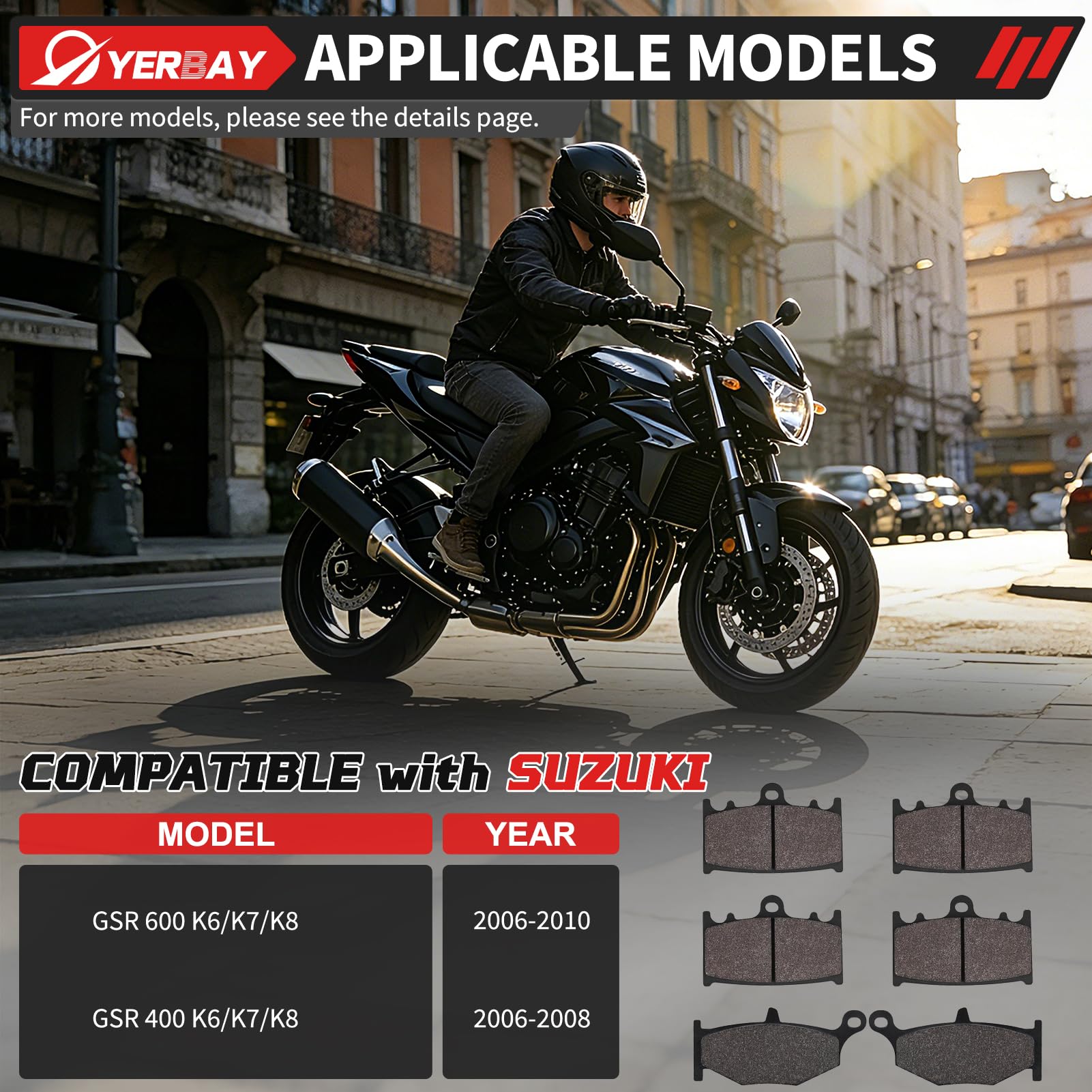 Pastiglie freni Anteriore/Posteriore kit per Suzuki GSR 600 K6 K7 K8 2006-2010 / GSR 400 K6 K7 K8 2006-2008