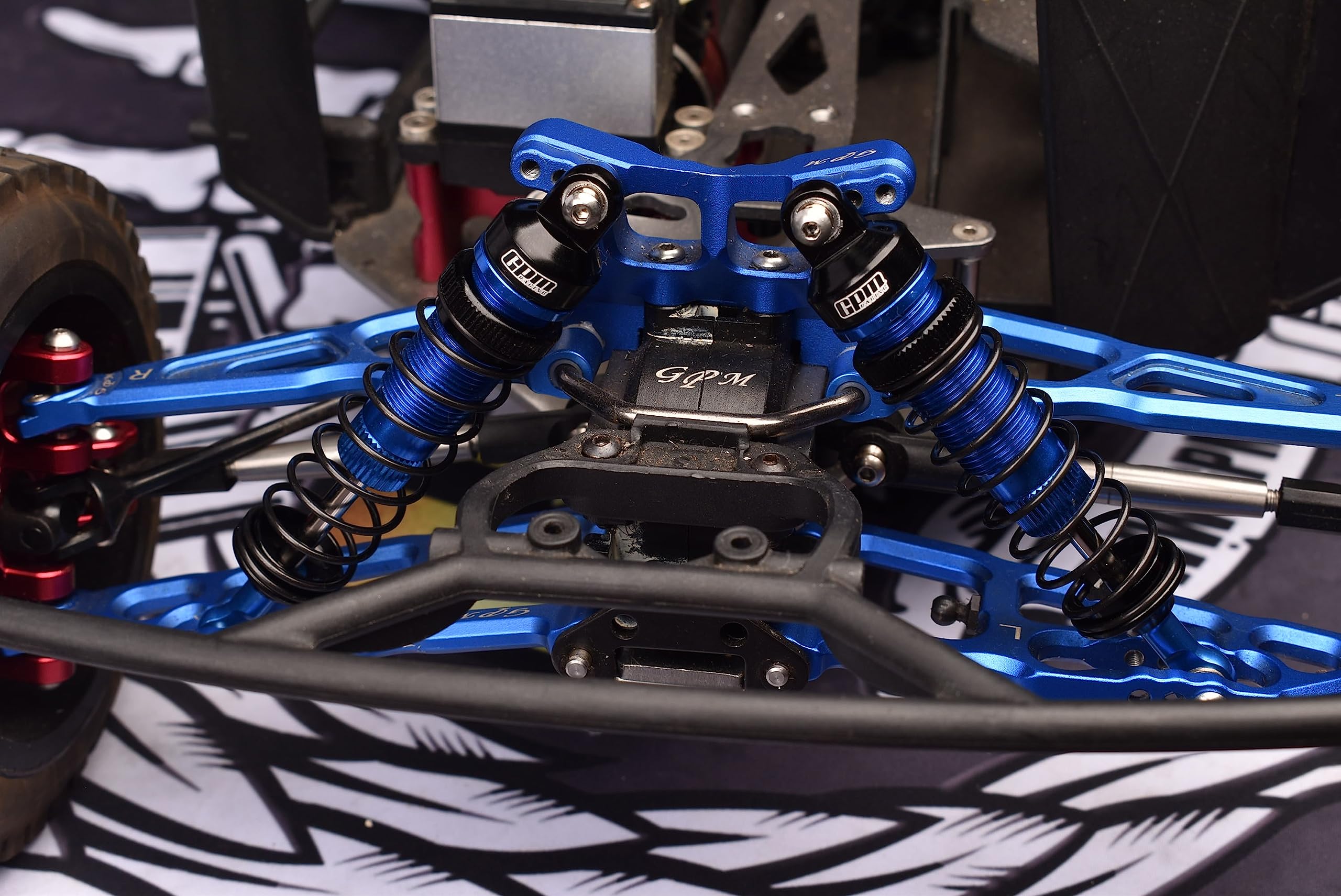 GPM Upgrades Aluminum 6061-T6 Rear Adjustable Spring Dampers for 1/10 4Wd Hammer Rey U4 Rock Racer?LOS03030? RC Car (Silver)