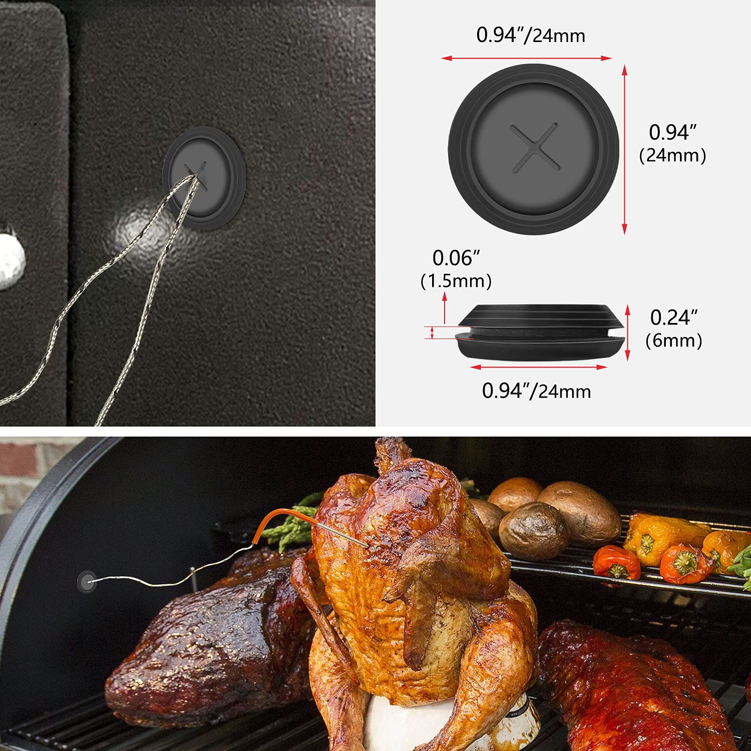 2-Pack Replacement Meat Probe for Traeger Pellet Grill, Comes with Probe Grommet and Temperature Probe Clip
