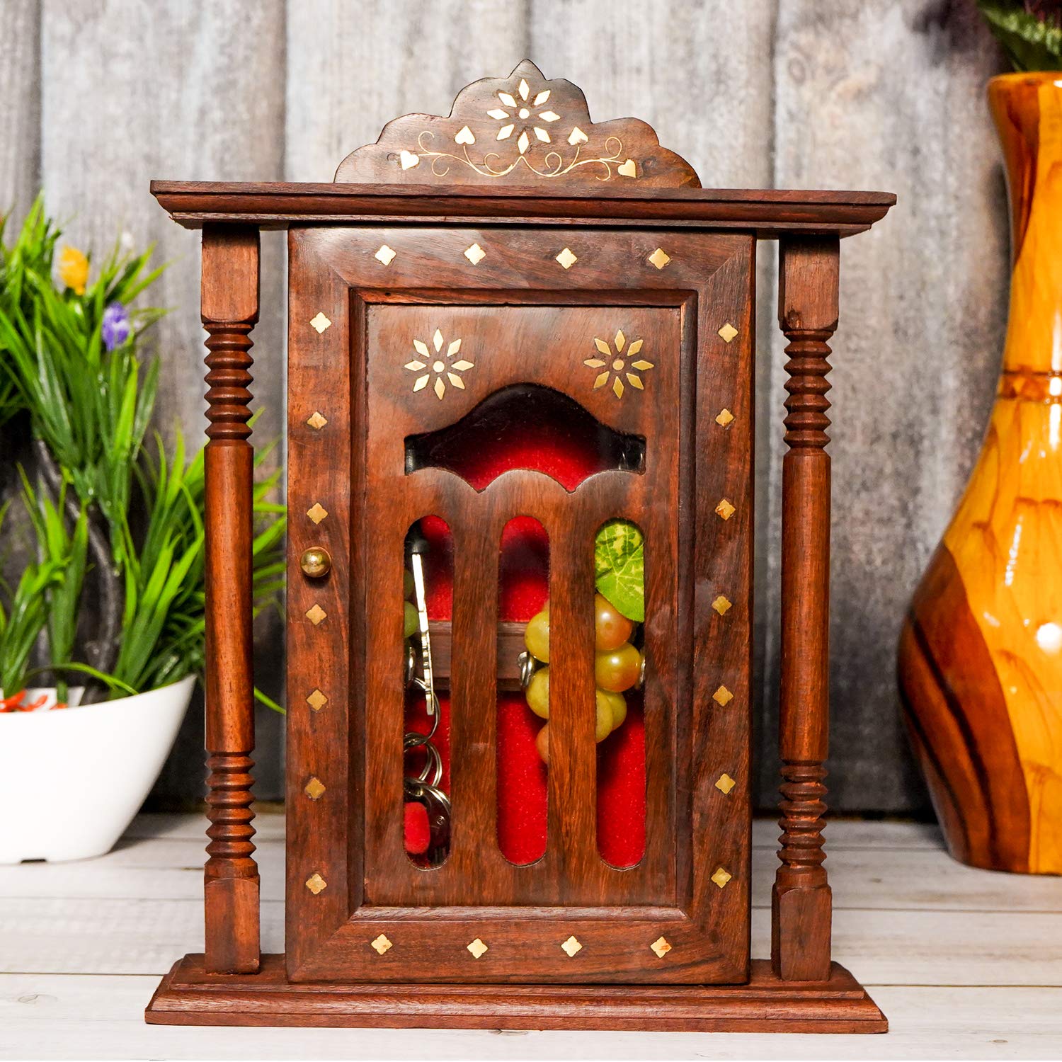 Naayaab Craft Mango Wood Key Holder - Wall Decor -9