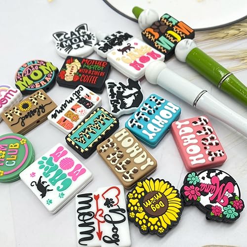 Miniatura 4 de AllGemDiy Cuentas focales de silicona para bolígrafos, personajes, palabras divertidas, cuentas focales, dijes de silicona, kit de fabricación de
